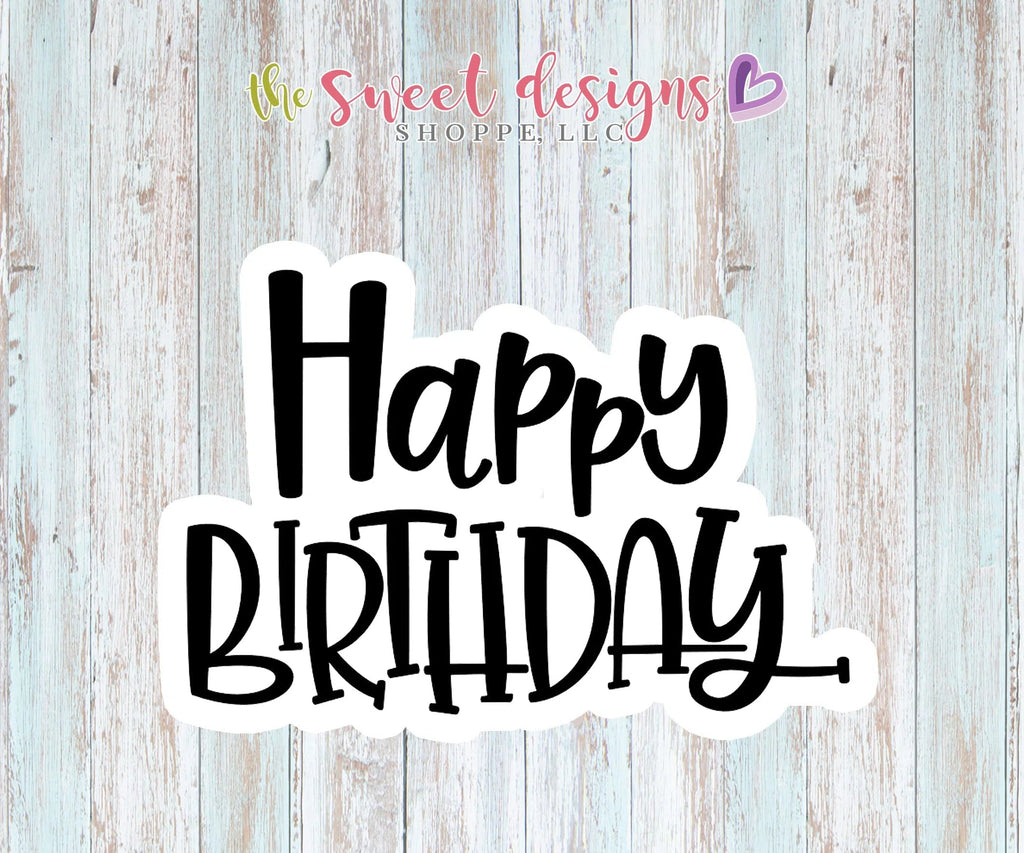 Cookie Cutters - Happy Birthday Plaque (ONE) - Cutter - Sweet Designs Shoppe - - ALL, Birthday, Cookie Cutter, Lettering, Promocode
