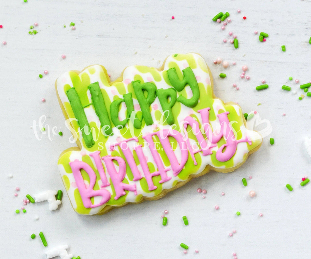 Cookie Cutters - Happy Birthday Plaque (ONE) - Cookie Cutter - The Sweet Designs Shoppe - TSDS - - ALL,Birthday,Cookie Cutter,Lettering,Promocode
