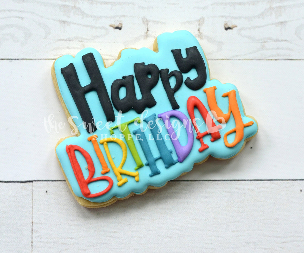 Cookie Cutters - Happy Birthday Plaque (ONE) - Cookie Cutter - The Sweet Designs Shoppe - TSDS - - ALL,Birthday,Cookie Cutter,Lettering,Promocode