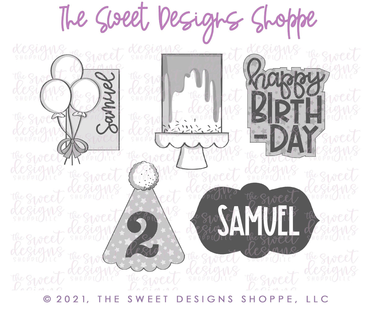 Cookie Cutters - Happy Birthday Set - Set of 5 - Cookie Cutters - The Sweet Designs Shoppe - TSDS - - ALL,Birthday,Cookie Cutter,happybirthdday,Mini Sets,Promocode,regular sets,set,STL