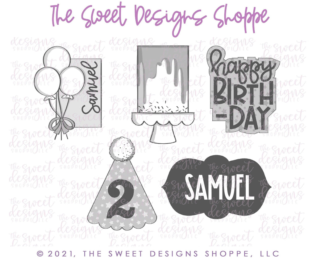 Cookie Cutters - Happy Birthday Set - Set of 5 - Cookie Cutters - The Sweet Designs Shoppe - TSDS - - ALL,Birthday,Cookie Cutter,happybirthdday,Mini Sets,Promocode,regular sets,set,STL