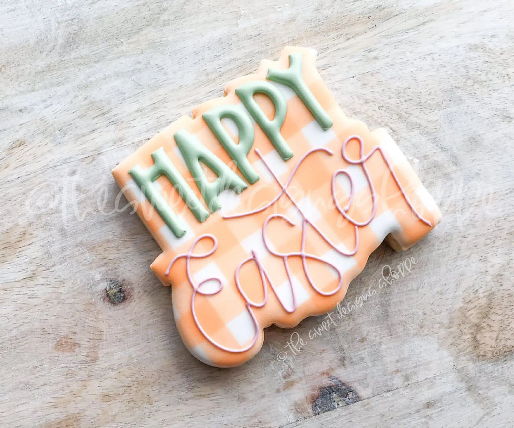 Cookie Cutters - Happy Easter Modern Plaque - Cookie Cutter - The Sweet Designs Shoppe - - ALL, Cookie Cutter, easter, Easter / Spring, Plaque, Plaques, Promocode