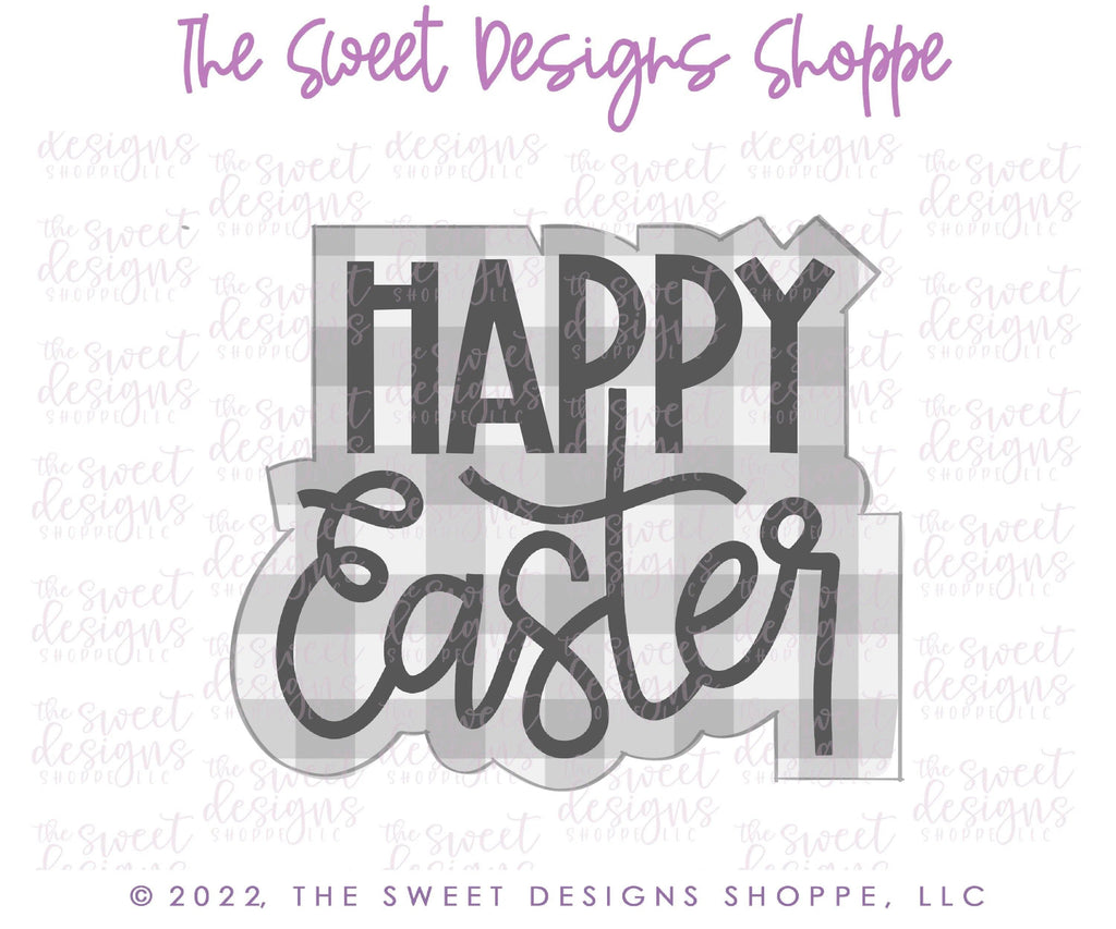 Cookie Cutters - Happy Easter Modern Plaque - Cookie Cutter - The Sweet Designs Shoppe - - ALL, Cookie Cutter, easter, Easter / Spring, Plaque, Plaques, Promocode