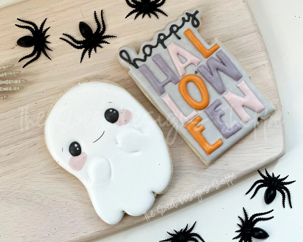 Cookie Cutters - Happy Halloween & Cute Flying Ghost Cookie Cutter Set - 2 Piece Set - Cookie Cutters - The Sweet Designs Shoppe - TSDS - - ALL,Cookie Cutter,halloween,Promocode,regular sets,set,sets
