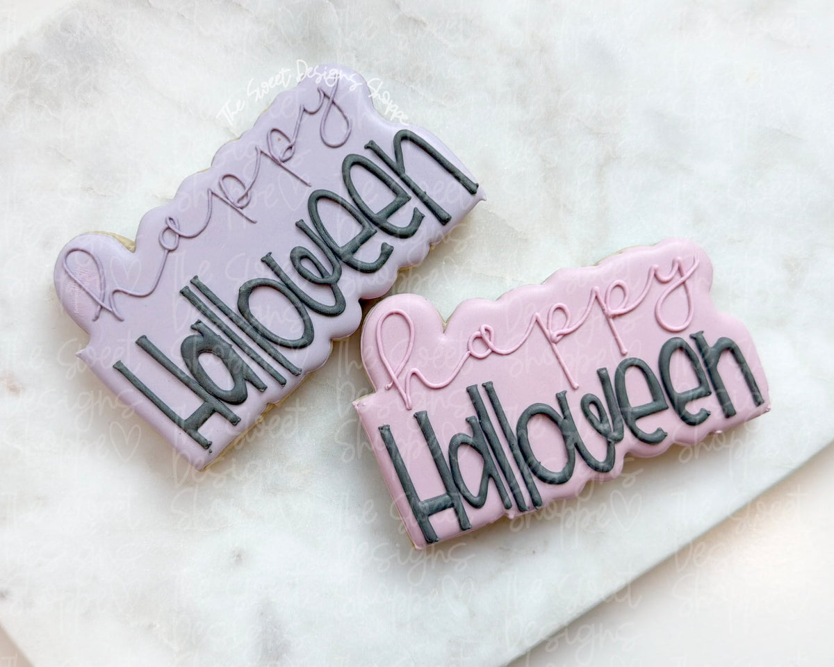 Cookie Cutters - happy Halloween Plaque - Cookie Cutter - The Sweet Designs Shoppe - TSDS - - ALL,Cookie Cutter,Ghost,halloween,handlettering,Plaque,Plaques,PLAQUES HANDLETTERING,Promocode,STL