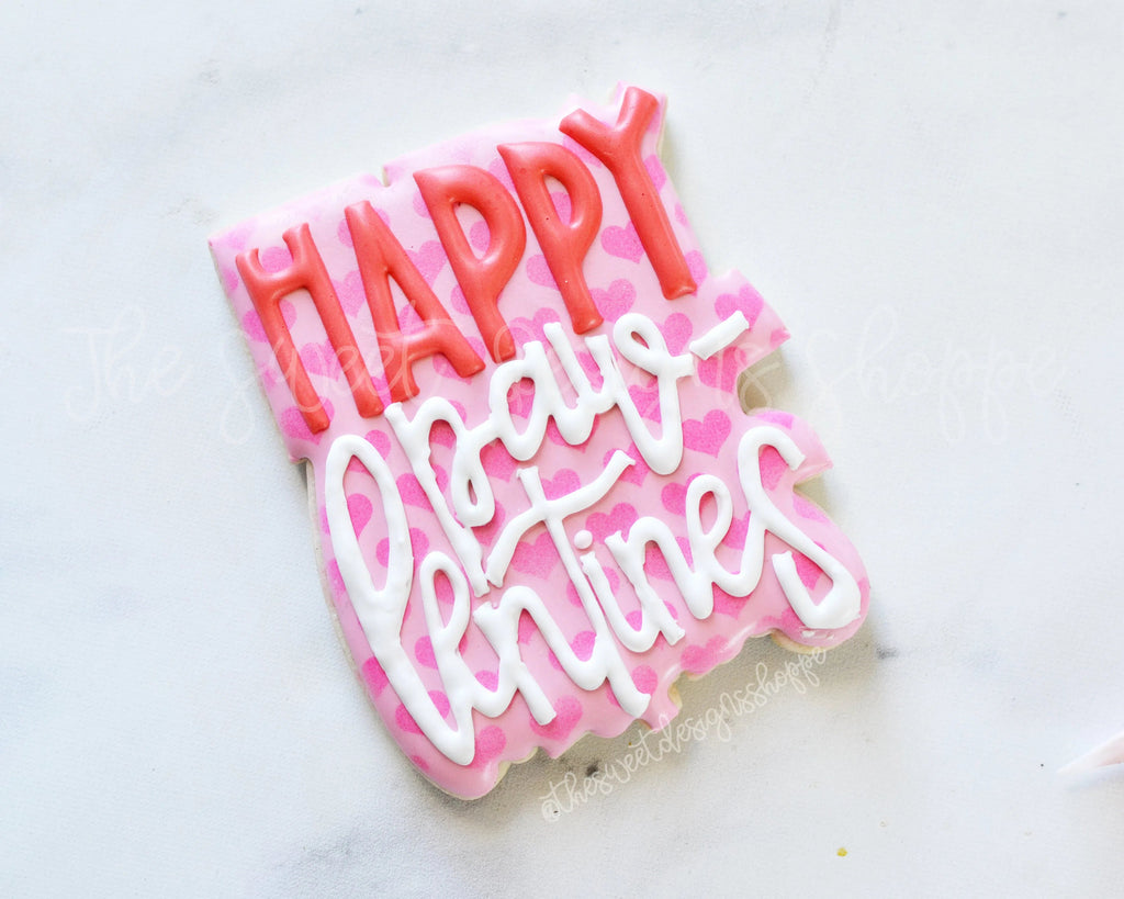 Cookie Cutters - Happy Paw-lentines - Modern Plaque - Cookie Cutter - Sweet Designs Shoppe - - ALL, Animal, Animals, Animals and Insects, Cookie Cutter, Plaque, Plaques, PLAQUES HANDLETTERING, Promocode, valentine, valentines