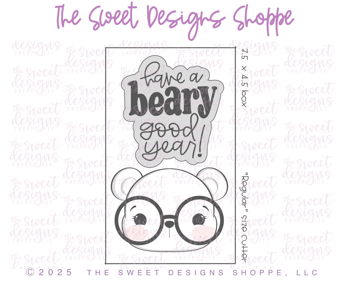 Cookie Cutters - Have a beary good year! Set - Set of 2 - Cookie Cutters - The Sweet Designs Shoppe - TSDS - - ALL,Animals,back to school,Cookie Cutter,Plaque,Plaques,PLAQUES HANDLETTERING,Promocode,regular sets,School,School / Graduation,school supplies,set,STL