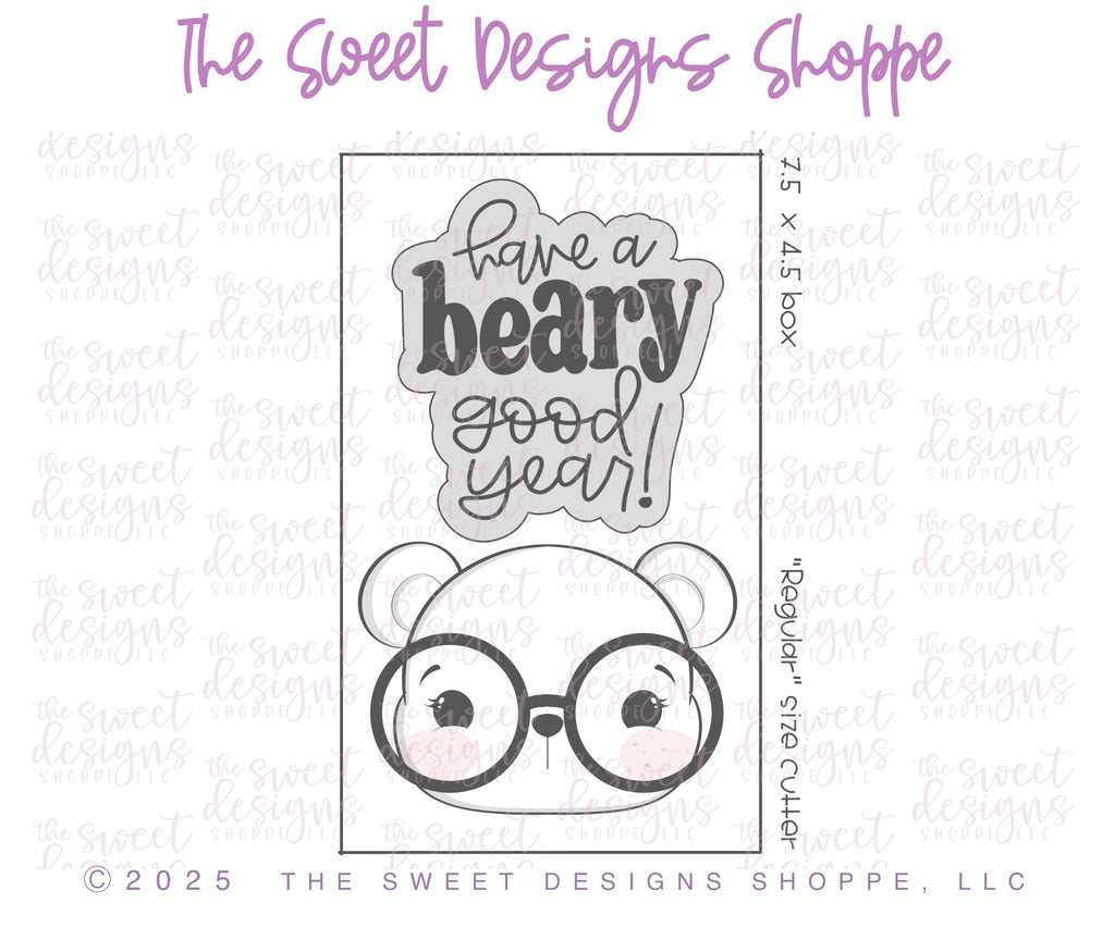 Cookie Cutters - Have a beary good year! Set - Set of 2 - Cookie Cutters - The Sweet Designs Shoppe - TSDS - - ALL,Animals,back to school,Cookie Cutter,Plaque,Plaques,PLAQUES HANDLETTERING,Promocode,regular sets,School,School / Graduation,school supplies,set,STL