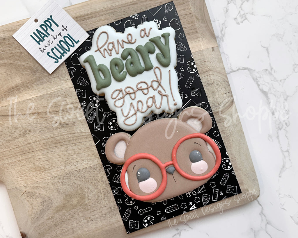 Cookie Cutters - Have a beary good year! Set - Set of 2 - Cookie Cutters - The Sweet Designs Shoppe - TSDS - - ALL,Animals,back to school,Cookie Cutter,Plaque,Plaques,PLAQUES HANDLETTERING,Promocode,regular sets,School,School / Graduation,school supplies,set,STL
