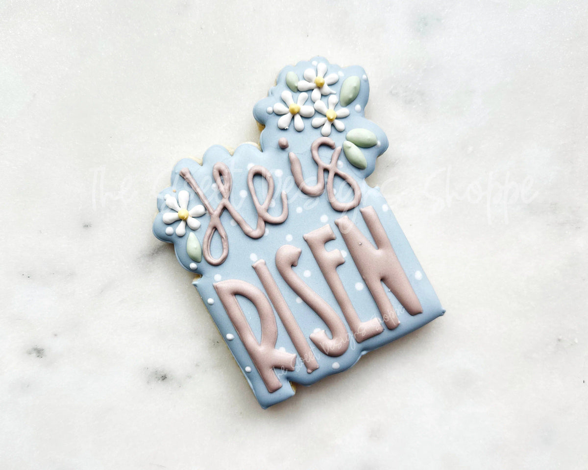 Cookie Cutters - He is Risen Daisy Plaque - Cookie Cutter - The Sweet Designs Shoppe - TSDS - - ALL,Animal,Animals,Cookie Cutter,Easter,Easter / Spring,First Communion,floral,Nature,Plaque,Plaques,Promocode,Religious,STL
