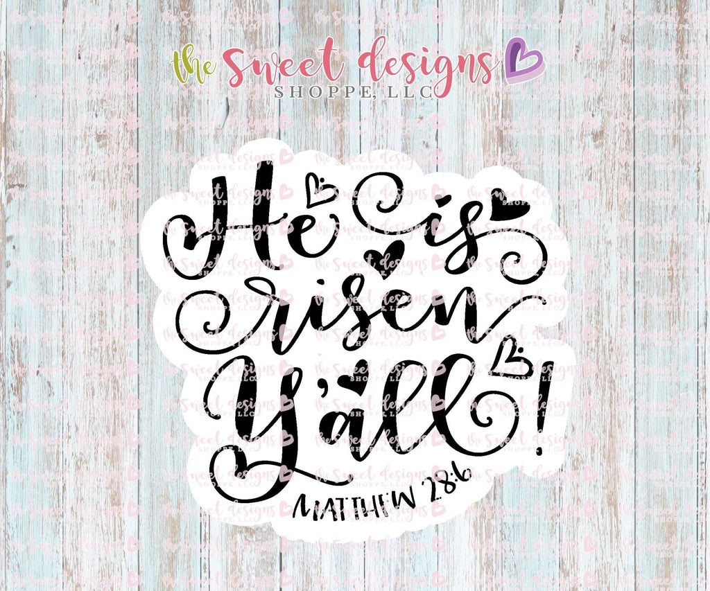 Cookie Cutters - He is RISEN Plaque v2 - Cookie Cutter - The Sweet Designs Shoppe - - ALL, Cookie Cutter, Easter, Easter / Spring, Flower, HOP, Lettering, Plaque, Promocode, Spring