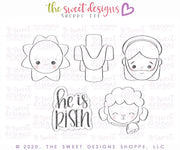 Cookie Cutters - He is Risen Set - Set of 5 - Cookie Cutters - The Sweet Designs Shoppe - TSDS - - ALL,Cookie Cutter,Easter,Easter / Spring,First Communion,Mini Sets,Promocode,Religious,set,STL