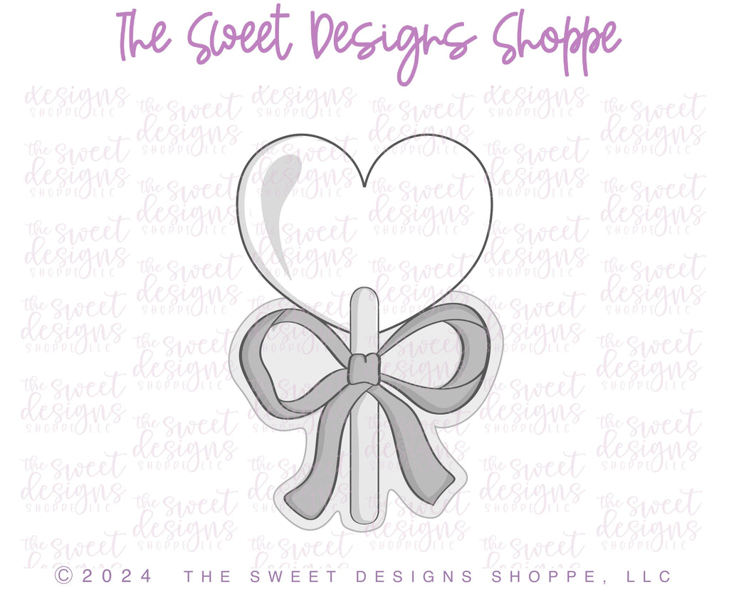 Cookie Cutters - Heart Coquette Lollipop - Cookie Cutter - The Sweet Designs Shoppe - - ALL, Cookie Cutter, Heart Coquette Lollipop, lollipop, marshamallow, new, Promocode, STL, Sweet, Sweets, valentine, Valentines