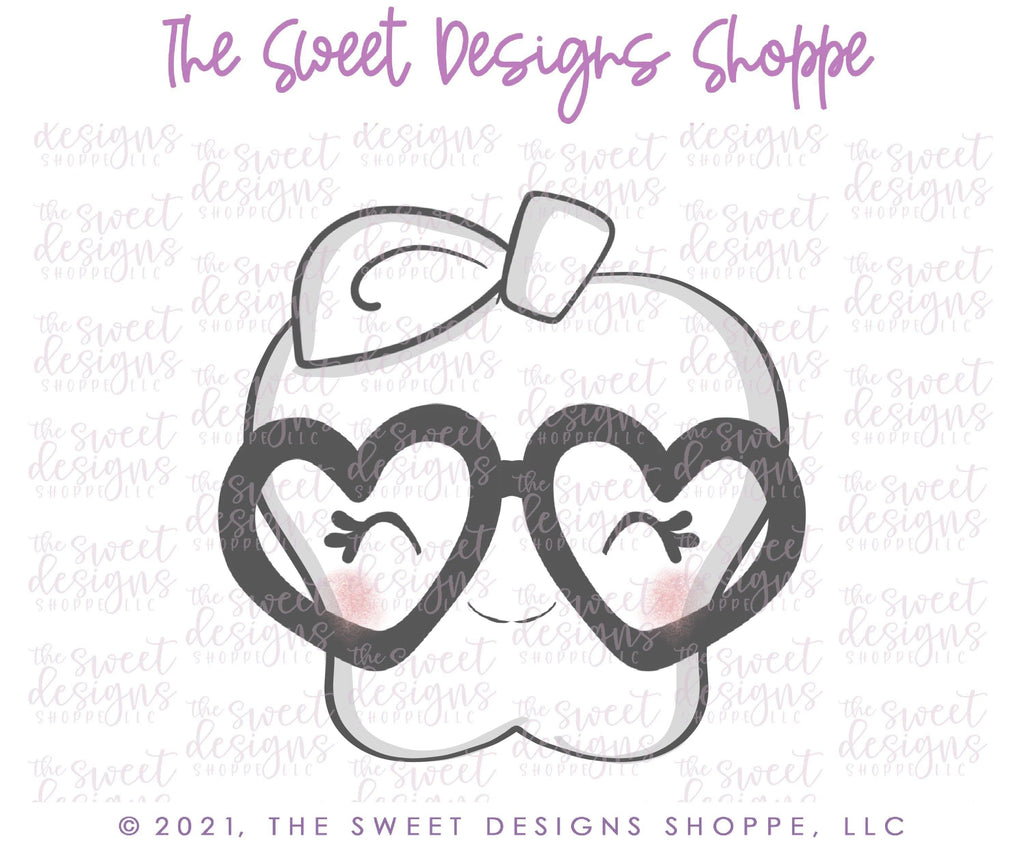 Cookie Cutters - Heart Glasses Apple - Cookie Cutter - The Sweet Designs Shoppe - - ALL, back to school, Cookie Cutter, Food, Food and Beverage, Food beverages, Grad, graduations, Promocode, School, School / Graduation, School Bus, school supplies