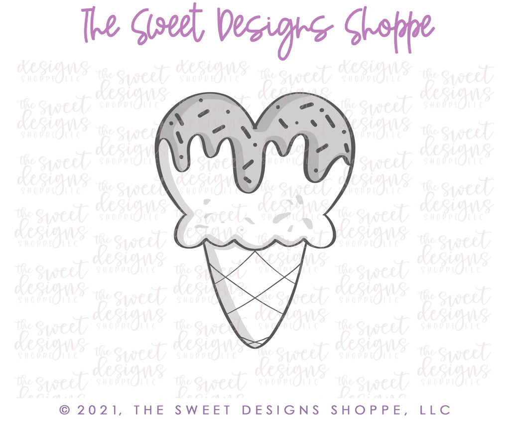 Cookie Cutters - Heart Ice Cream Waffle - Cookie Cutter - Sweet Designs Shoppe - - ALL, Birthday, cone, Cookie Cutter, icecream, kid, kids, Promocode, Sweet, Sweets