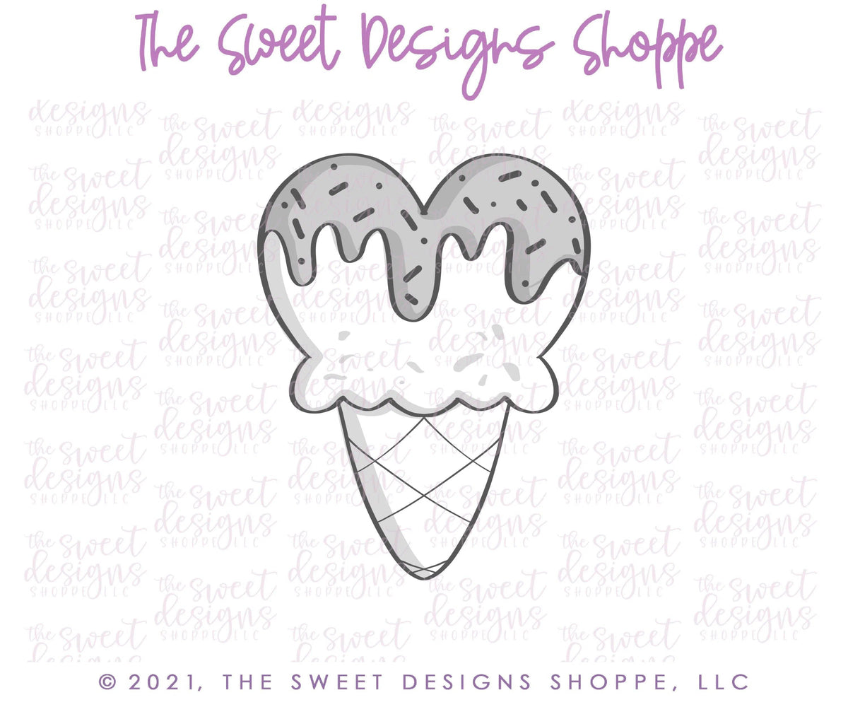 Cookie Cutters - Heart Ice Cream Waffle - Cookie Cutter - The Sweet Designs Shoppe - TSDS - - ALL,Birthday,cone,Cookie Cutter,icecream,kid,kids,Promocode,STL,Sweet,Sweets