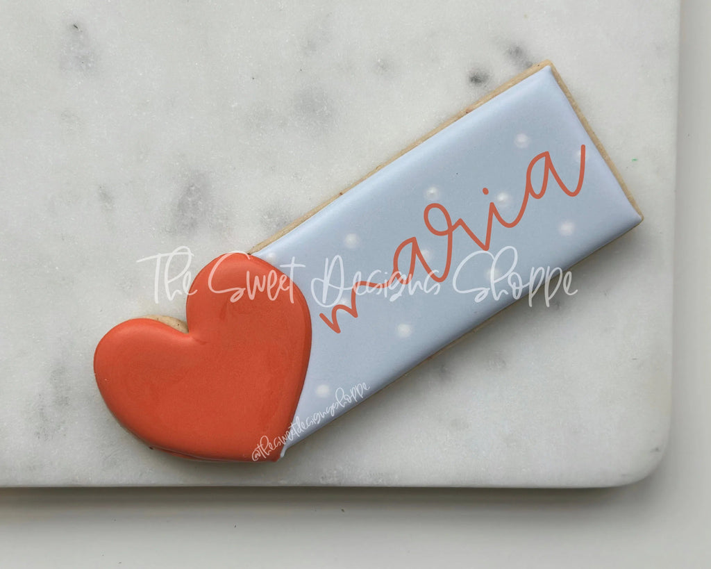 Cookie Cutters - Heart Name Tag - Cookie Cutter - Sweet Designs Shoppe - One Size (2" Tall x 6" Wide) - ALL, Cookie Cutter, Love, Plaque, Plaques, PLAQUES HANDLETTERING, Promocode, valentine, valentines, Wedding