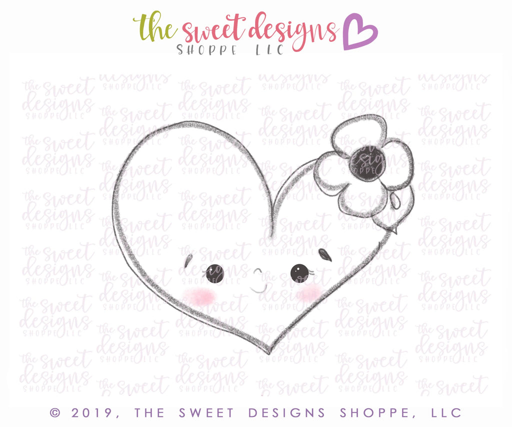 Cookie Cutters - Heart with Flower - Cutter - Sweet Designs Shoppe - - ALL, basic, Basic Shapes, BasicShapes, Cookie Cutter, Easter, Easter / Spring, Promocode, Valentine, Valentines, Wedding