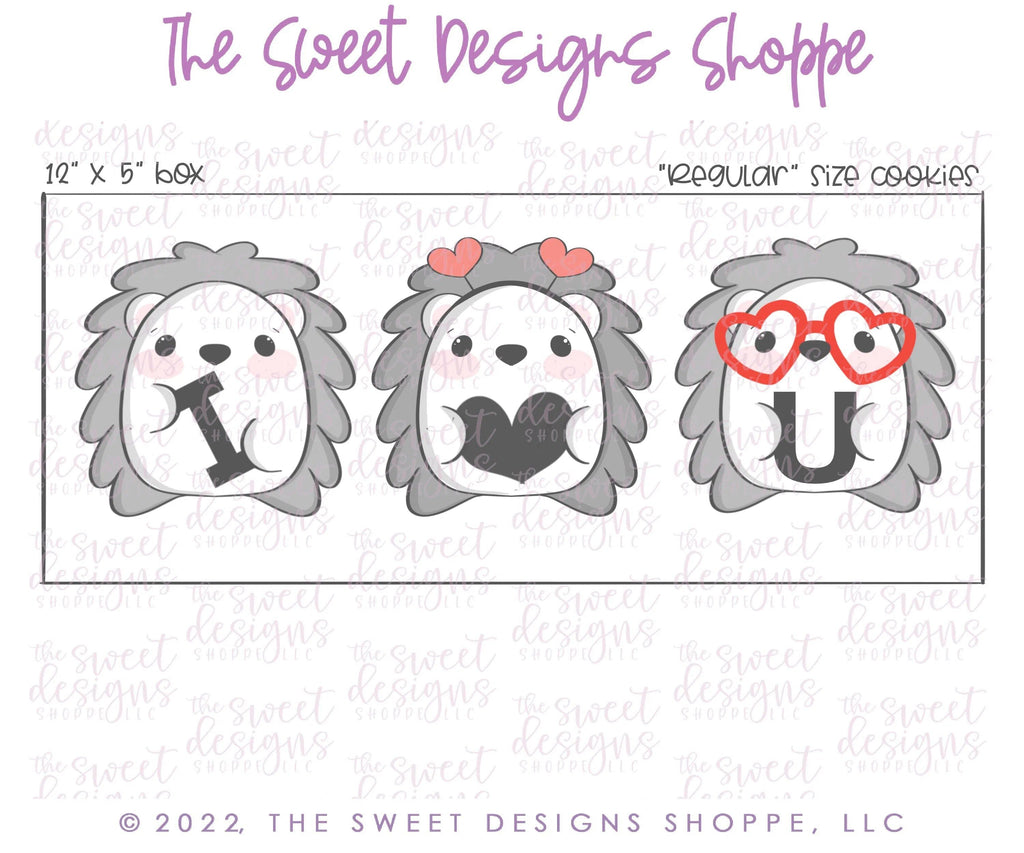 Cookie Cutters - Hedgehog Valentines Cookie Cutters Set - 2 Piece Set - Cookie Cutters - The Sweet Designs Shoppe - - ALL, Animal, Animals, Animals and Insects, Cookie Cutter, Love, Mini Set, Mini Sets, Promocode, regular sets, set, sets, valentines