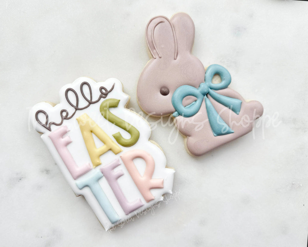 Cookie Cutters - hello EASTER Plaque & Chocolate Big Bow Bunny Cookie Cutters Set - Set of 2 - Cookie Cutters - The Sweet Designs Shoppe - TSDS - - ALL,Animal,Animals,Animals and Insects,bunny,Cookie Cutter,Easter,Easter / Spring,Mini Sets,Promocode,regular sets,set,STL