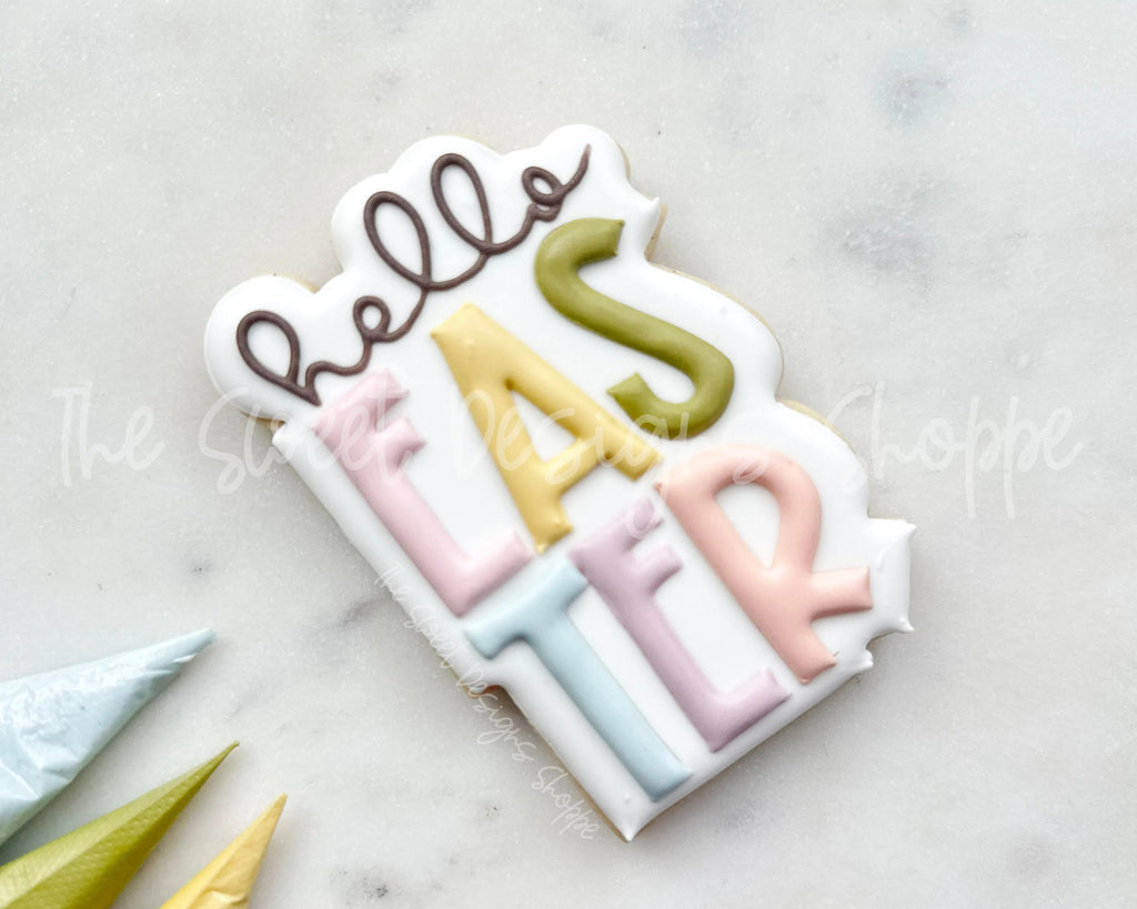 Cookie Cutters - hello EASTER Plaque - Cookie Cutter - Sweet Designs Shoppe - - ALL, Animals, Cookie Cutter, Easter, Easter / Spring, floral, Nature, Plaque, Plaques, Promocode, Religious