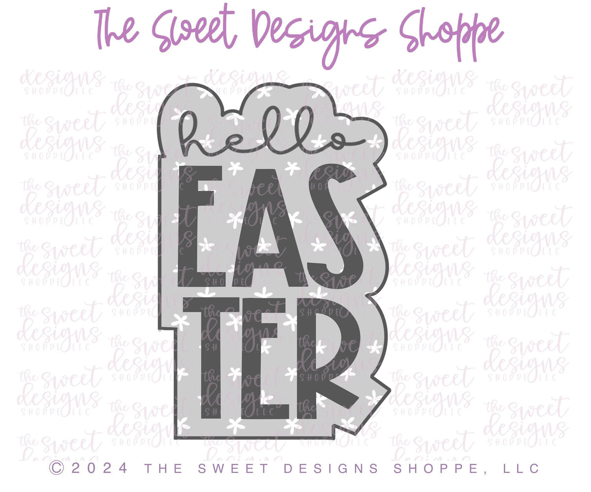 Cookie Cutters - hello EASTER Plaque - Cookie Cutter - The Sweet Designs Shoppe - TSDS - - ALL,Animal,Animals,Cookie Cutter,Easter,Easter / Spring,First Communion,floral,Nature,Plaque,Plaques,Promocode,Religious,STL