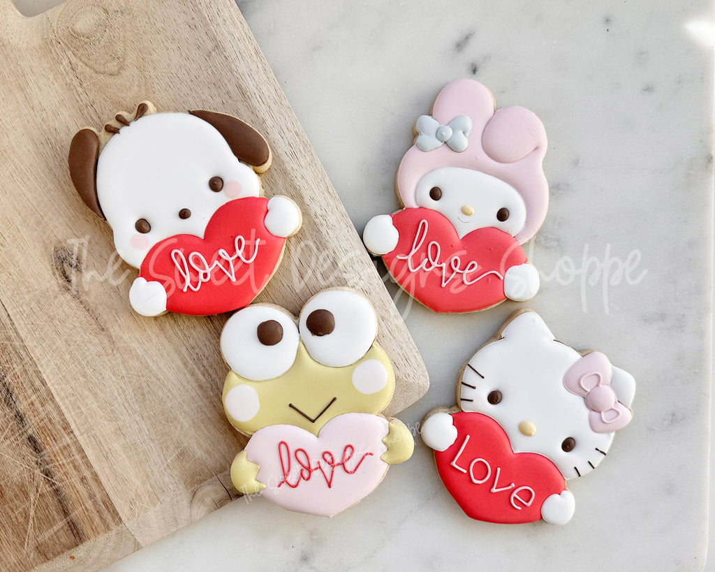 Cookie Cutters - Hello Faces with Heart Set - Set of 4 - Cookie Cutters - The Sweet Designs Shoppe - - ALL, Animal, Animals, Animals and Insects, Cookie Cutter, Hello, Hi Kitty Face, Kitty, Love, new, Promocode, regular sets, set, STL, valentine, Valentines