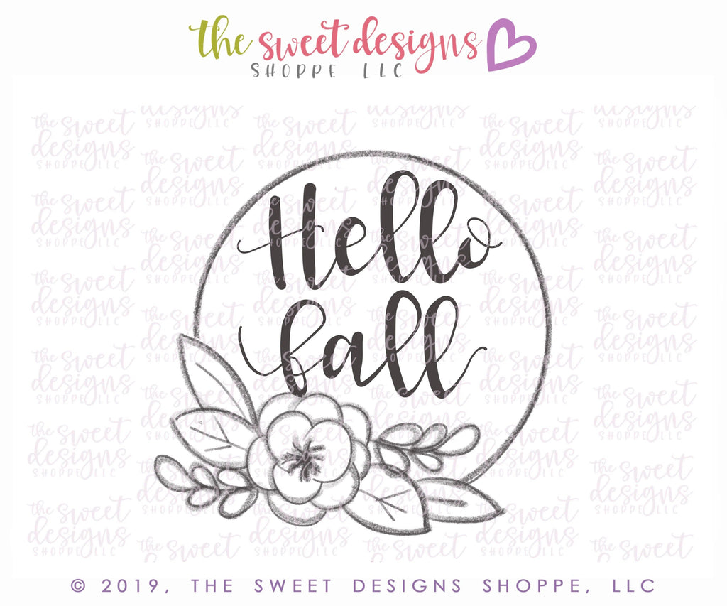 Cookie Cutters - Hello Fall 2019 Plaque - Cookie Cutter - The Sweet Designs Shoppe - TSDS - - ALL,Cookie Cutter,Customize,Fall,Fall / Halloween,Fall / Thanksgiving,Plaque,Plaques,PLAQUES HANDLETTERING,Promocode,STL