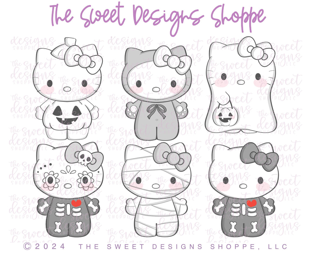 Cookie Cutters - Hello Halloween Cookie Cutters Set - Set of 3 - Cookie Cutters - The Sweet Designs Shoppe - - ALL, Coffee, Cookie Cutter, halloween, hello kitty, Mini Sets, new, Promocode, regular sets, set, STL