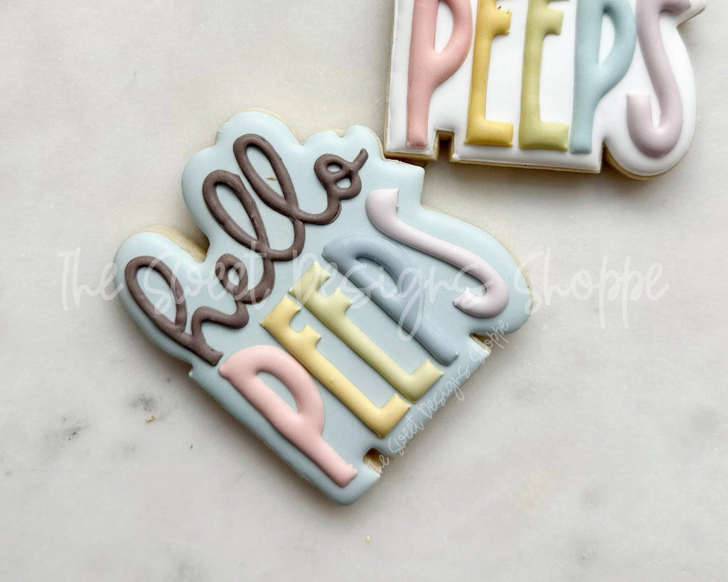 Cookie Cutters - hello PEEPS Plaque - Cookie Cutter - The Sweet Designs Shoppe - TSDS - - ALL,Animal,Animals,Cookie Cutter,Easter,Easter / Spring,floral,Nature,Plaque,Plaques,Promocode,Religious,STL