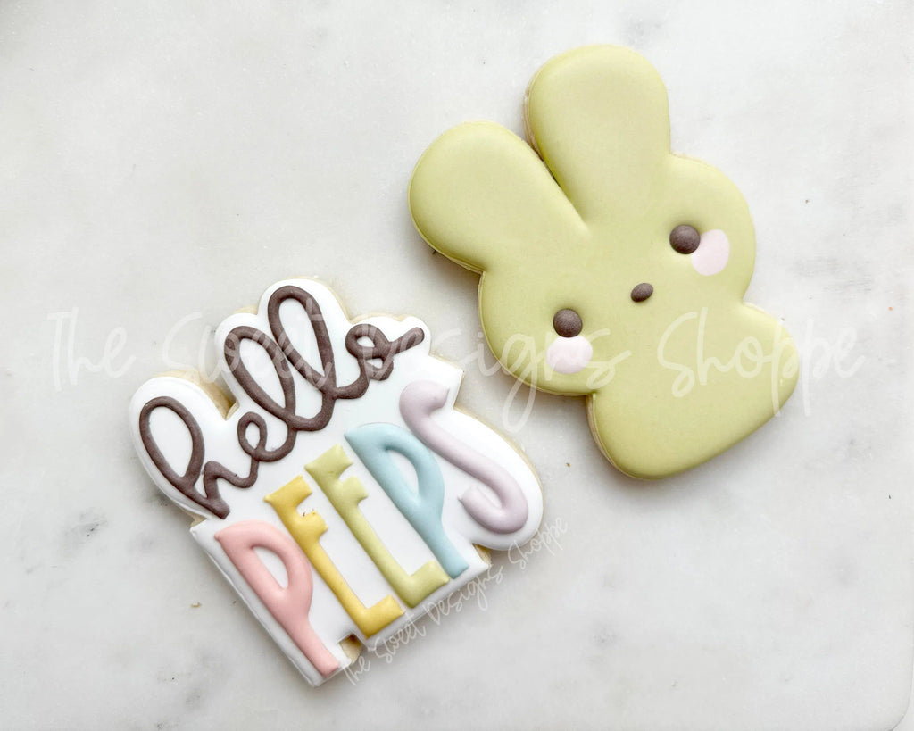 Cookie Cutters - hello PEEPS Plaque & Marshmallow Bunny Cookie Cutter Set - Set of 2 - Cookie Cutters - The Sweet Designs Shoppe - TSDS - - ALL,Animal,Animals,Animals and Insects,Cookie Cutter,Easter,Easter / Spring,Mini Sets,Plaque,Plaques,PLAQUES HANDLETTERING,Promocode,regular sets,set,STL