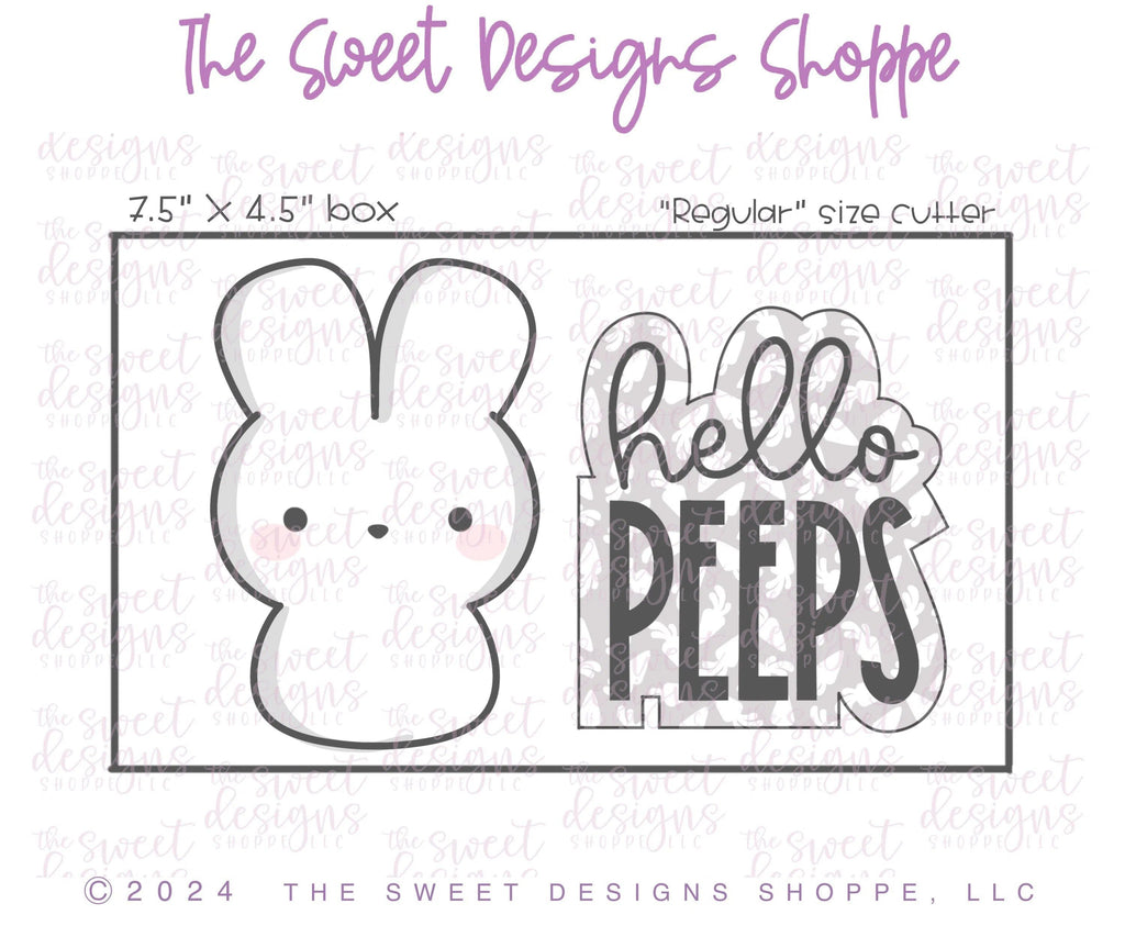 Cookie Cutters - hello PEEPS Plaque & Marshmallow Bunny Cookie Cutter Set - Set of 2 - Cookie Cutters - The Sweet Designs Shoppe - - ALL, Animal, Animals, Animals and Insects, Cookie Cutter, Easter, Easter / Spring, Mini Sets, Plaque, Plaques, PLAQUES HANDLETTERING, Promocode, regular sets, set