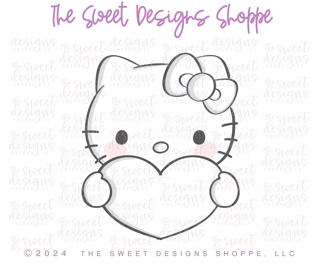 Cookie Cutters - Hello Valentine Kitty Set - Set of 2 - Cookie Cutters - The Sweet Designs Shoppe - - ALL, Cookie Cutter, Hello, Hi Kitty Face, Kitty, Love, new, Promocode, regular sets, set, STL, valentine, Valentines