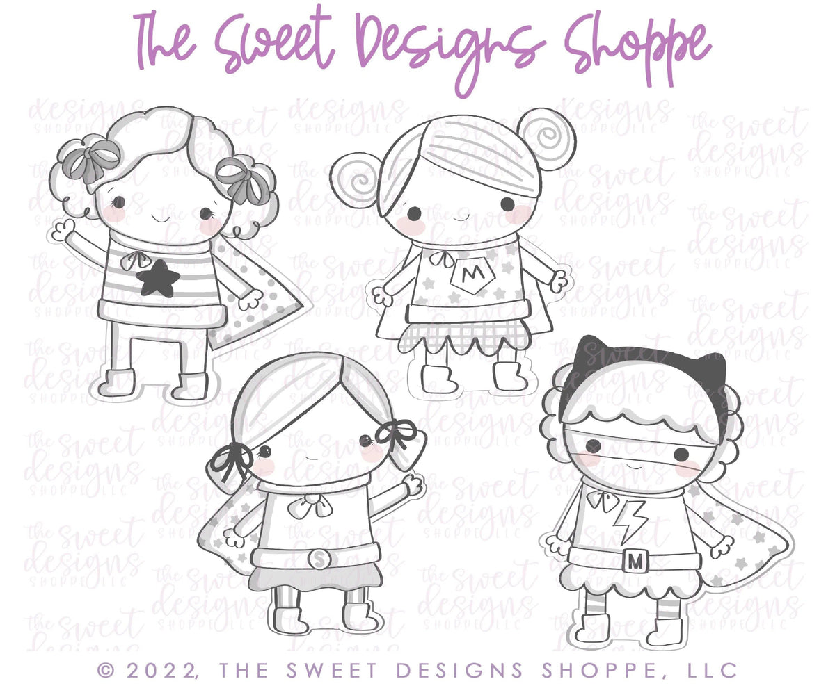 Cookie Cutters - Heroine Set - Set of 4 - Cookie Cutters - The Sweet Designs Shoppe - TSDS - - ALL,Baby / Kids,Birthday,Cookie Cutter,Hero,heroe,Heroes,Heroin,heroine,kid,kids,Kids / Fantasy,Mini Sets,MOM,mother,Mothers Day,Nurse,Nurse Appreciation,Promocode,regular sets,set,Superhero,Superheroes,Teacher,Teacher Appreciation