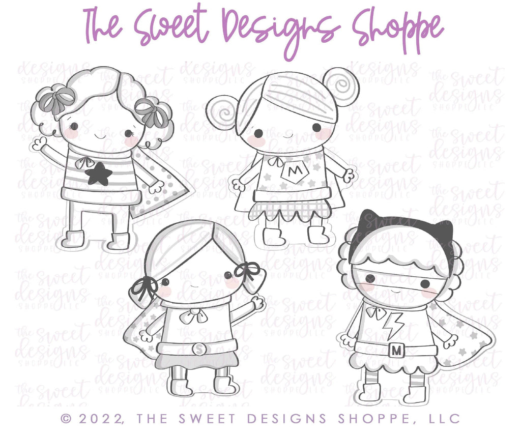 Cookie Cutters - Heroine Set - Set of 4 - Cookie Cutters - The Sweet Designs Shoppe - TSDS - - ALL,Baby / Kids,Birthday,Cookie Cutter,Hero,heroe,Heroes,Heroin,heroine,kid,kids,Kids / Fantasy,Mini Sets,MOM,mother,Mothers Day,Nurse,Nurse Appreciation,Promocode,regular sets,set,Superhero,Superheroes,Teacher,Teacher Appreciation