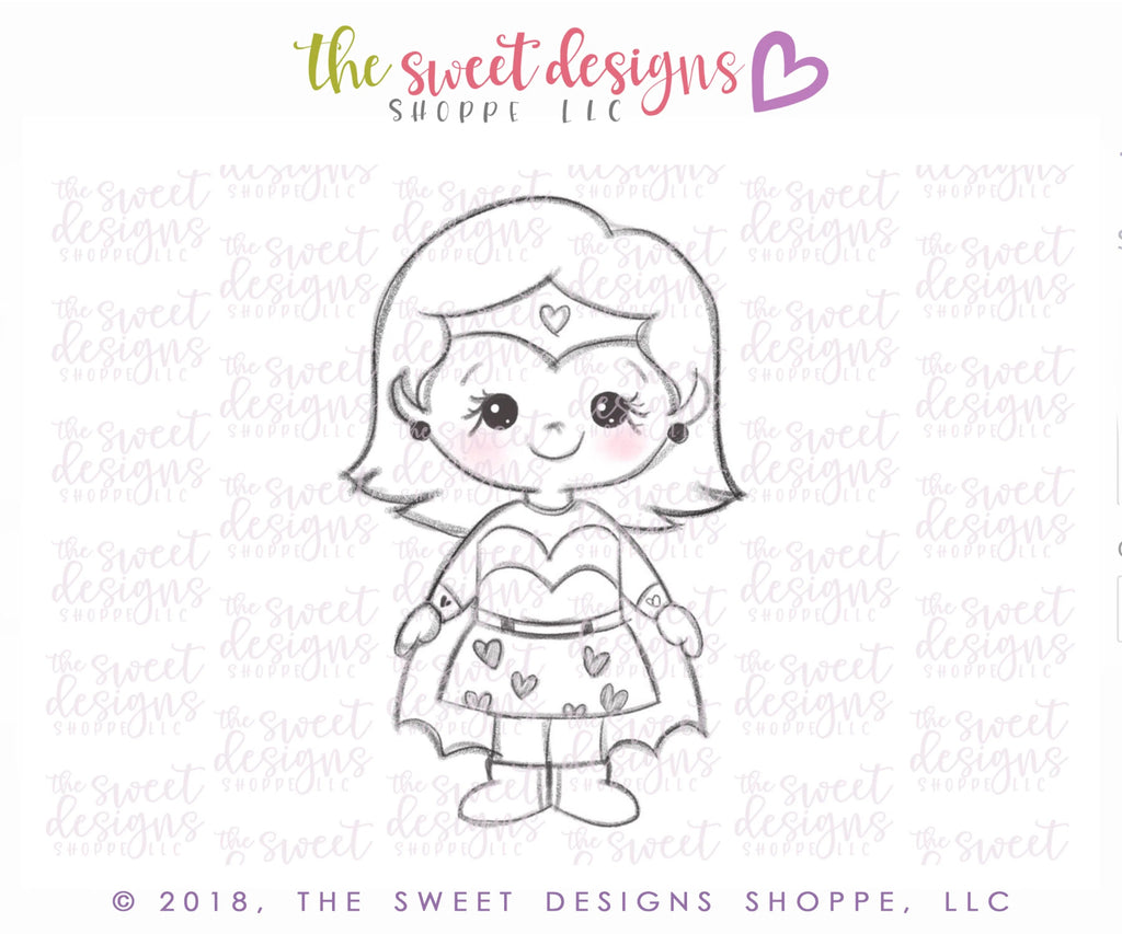 Cookie Cutters - Heroine with Cape - Cookie Cutter - Sweet Designs Shoppe - - ALL, boy, cape, Cookie Cutter, HALLOWEEN, Hero, heroine, KID, kids, Kids / Fantasy, Party, power, Promocode, Superhero, Superheroes, Woman, Women