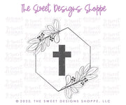 Cookie Cutters - Hexagon Eucalyptus Felix Plaque - Cookie Cutter - The Sweet Designs Shoppe - TSDS - - ALL,Cookie Cutter,First Communion,handlettering,Plaque,Plaques,PLAQUES HANDLETTERING,Promocode,Religious,Wedding,Wedding Favors