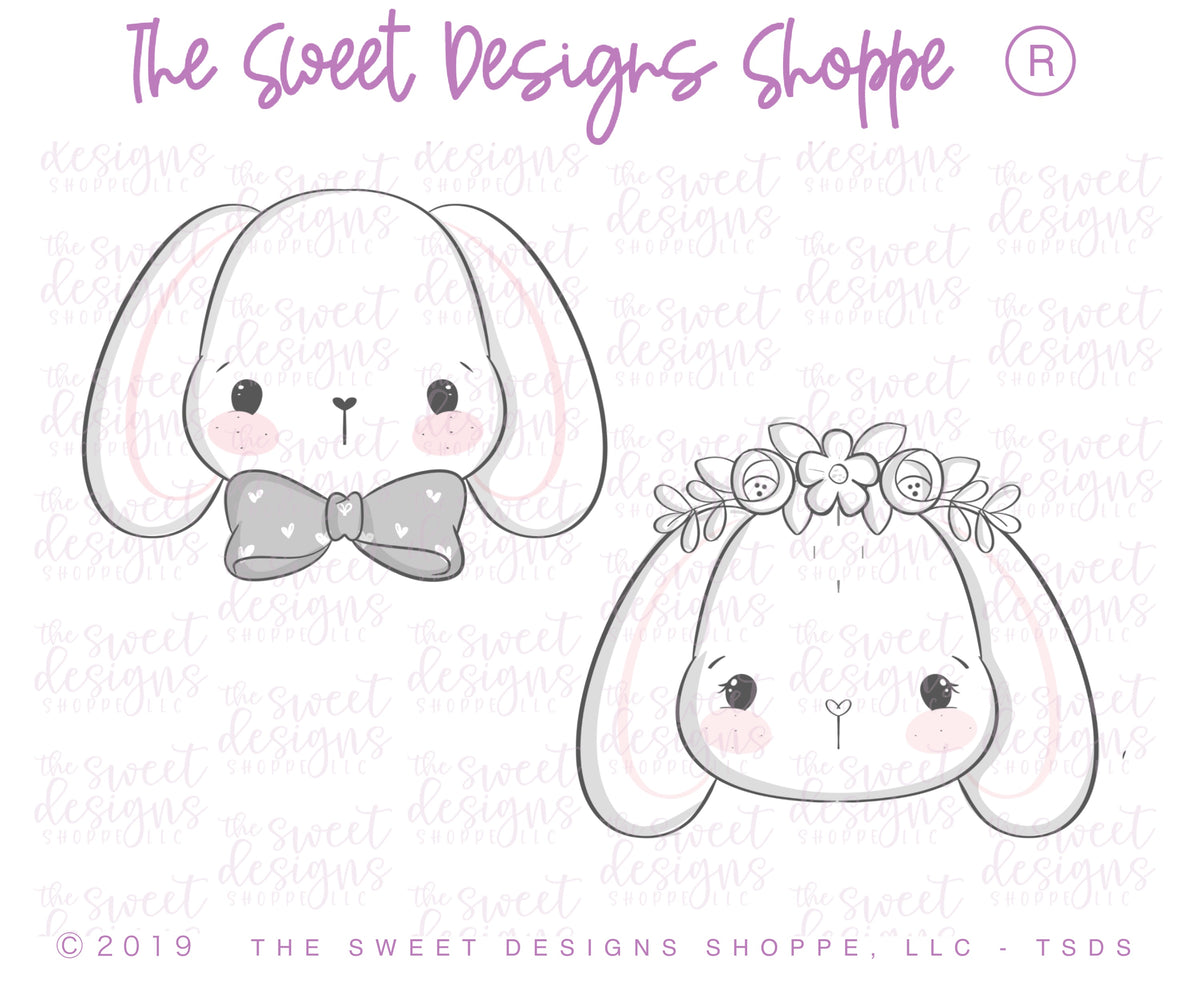 Cookie Cutters - Hipster Bunny Face Set - Set of 2 - Cookie Cutters - The Sweet Designs Shoppe - TSDS - - ALL,Animal,Animals,Cookie Cutter,Easter,Easter / Spring,PLAQUES HANDLETTERING,Promocode,regular sets,set,STL