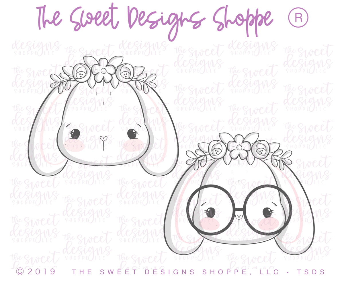 Cookie Cutters - Hipster Bunny Face Set - Set of 2 - Cookie Cutters - The Sweet Designs Shoppe - TSDS - - ALL,Animal,Animals,Cookie Cutter,Easter,Easter / Spring,PLAQUES HANDLETTERING,Promocode,regular sets,set,STL