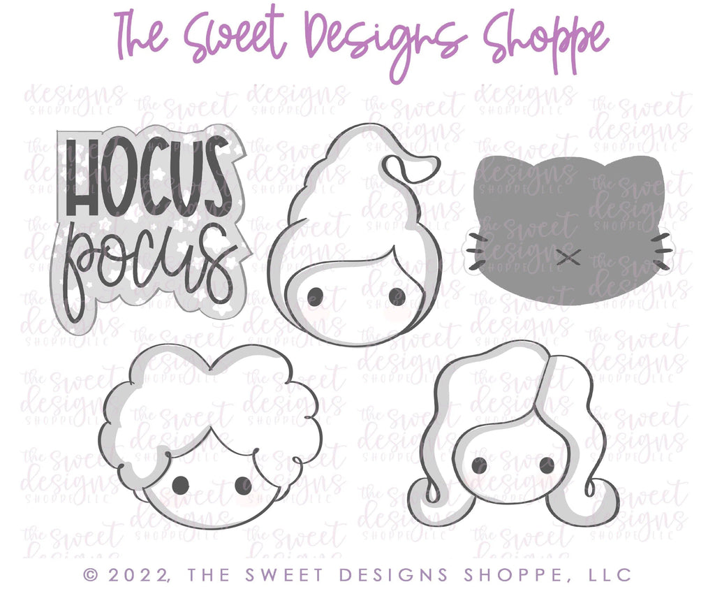 Cookie Cutters - Hocus Pocus Witch Faces Halloween Set - Cookie Cutters - Set of 5 - The Sweet Designs Shoppe - TSDS - - ALL,Cookie Cutter,halloween,Mini Sets,Promocode,regular sets,set,STL