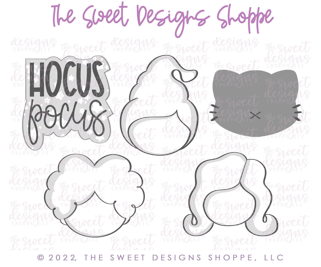 Cookie Cutters - Hocus Pocus Witch Faces Halloween Set - Cookie Cutters - Set of 5 - The Sweet Designs Shoppe - TSDS - - ALL,Cookie Cutter,halloween,Mini Sets,Promocode,regular sets,set,STL