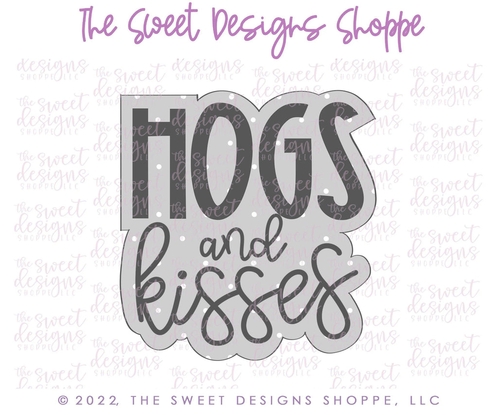 Cookie Cutters - HOGS and KISSES Plaque - Cookie Cutter - Sweet Designs Shoppe - - ALL, Animal, Animals, Animals and Insects, Cookie Cutter, Pig, Plaque, Plaques, Promocode, valentine, valentines