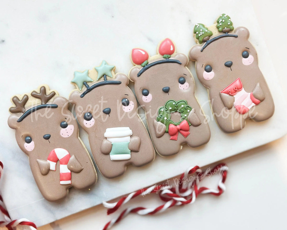 Cookie Cutters - Holiday Bears Cookie Cutters Set - Set of 4 - Cookie Cutters - The Sweet Designs Shoppe - TSDS - - ALL,Animal,Animals,Animals and Insects,Christmas,Christmas / Winter,Christmas Cookies,Cookie Cutter,Mini Sets,Promocode,regular sets,set