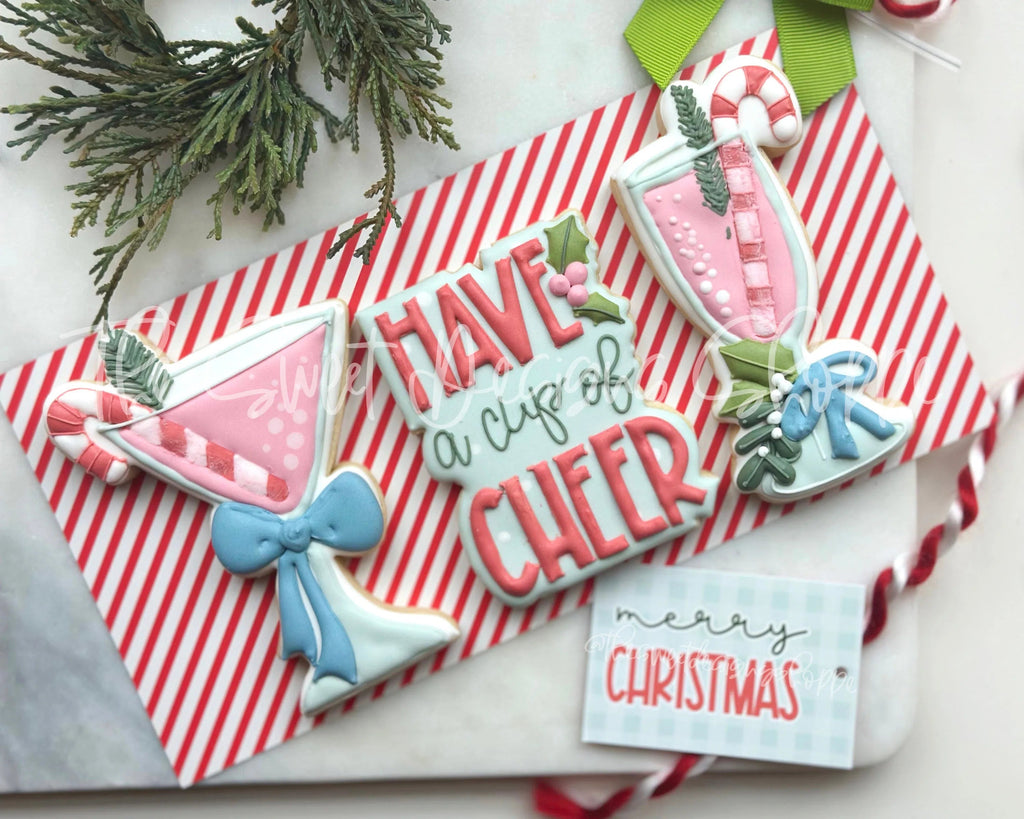 Cookie Cutters - Holiday Drinks and CHEER Plaque - Cookie Cutters set - Set of 3 - Cookie Cutters - Sweet Designs Shoppe - - ALL, Christmas, Christmas / Winter, Cookie Cutter, drink, Mini Sets, Promocode, regular sets, set