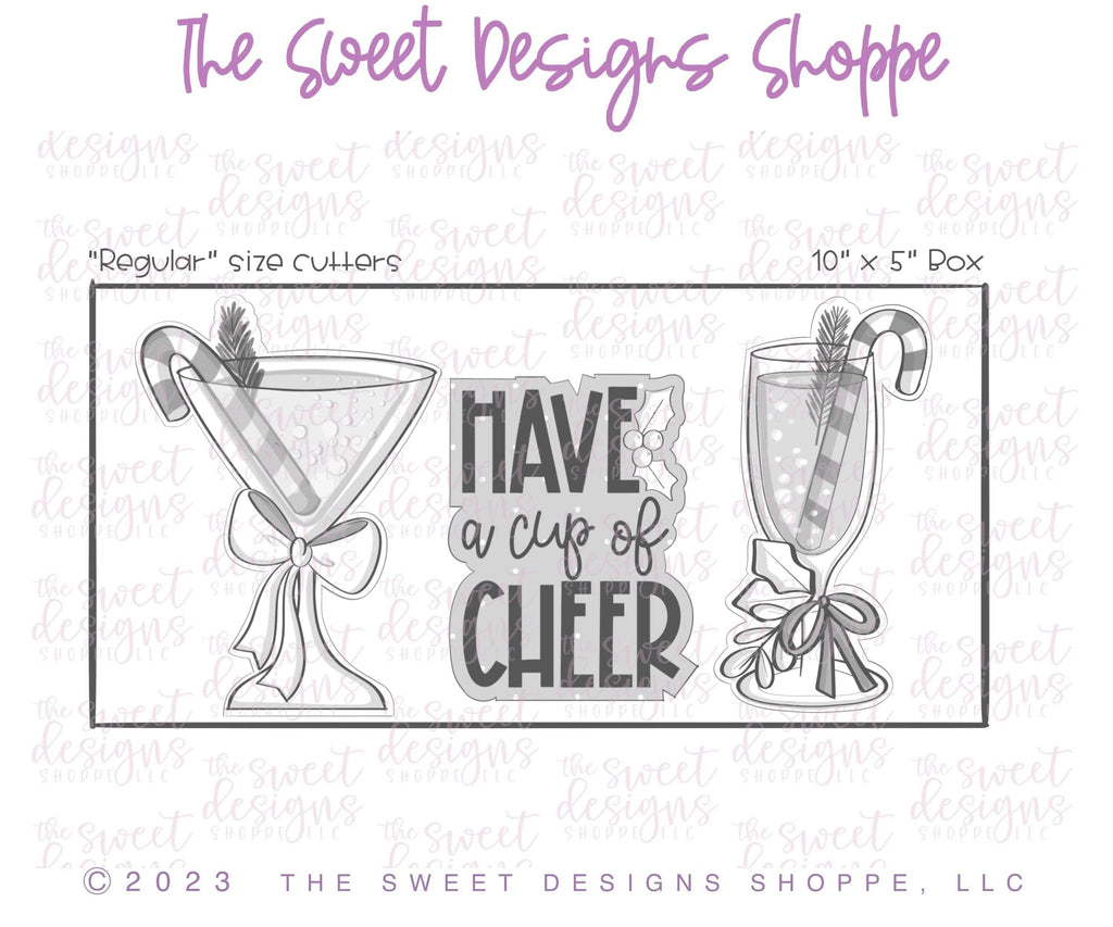 Cookie Cutters - Holiday Drinks and CHEER Plaque - Cookie Cutters set - Set of 3 - Cookie Cutters - The Sweet Designs Shoppe - TSDS - - ALL,Christmas,Christmas / Winter,Cookie Cutter,drink,Mini Sets,Promocode,regular sets,set,STL