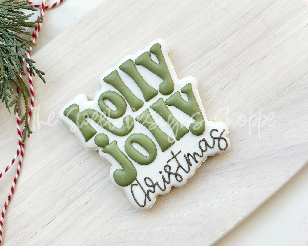 Cookie Cutters - holly jolly Christmas Plaque - Cookie Cutter - The Sweet Designs Shoppe - TSDS - - ALL,Christmas,Christmas / Winter,Cookie Cutter,new,Plaque,Plaques,PLAQUES HANDLETTERING,Promocode,STL