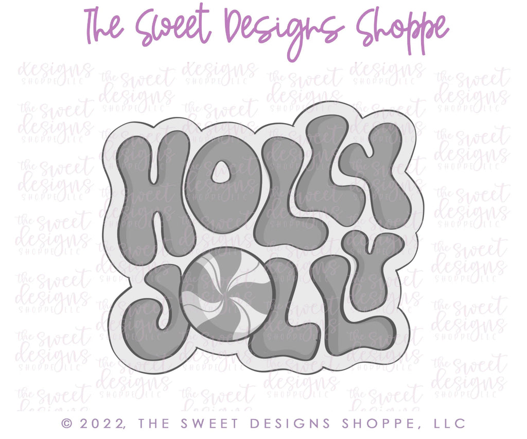 Cookie Cutters - Holly Jolly Groovy Plaque - Cutter - Sweet Designs Shoppe - - ALL, Christmas, Christmas / Winter, Christmas Cookies, Cookie Cutter, handlettering, Plaque, Plaques, PLAQUES HANDLETTERING, Promocode