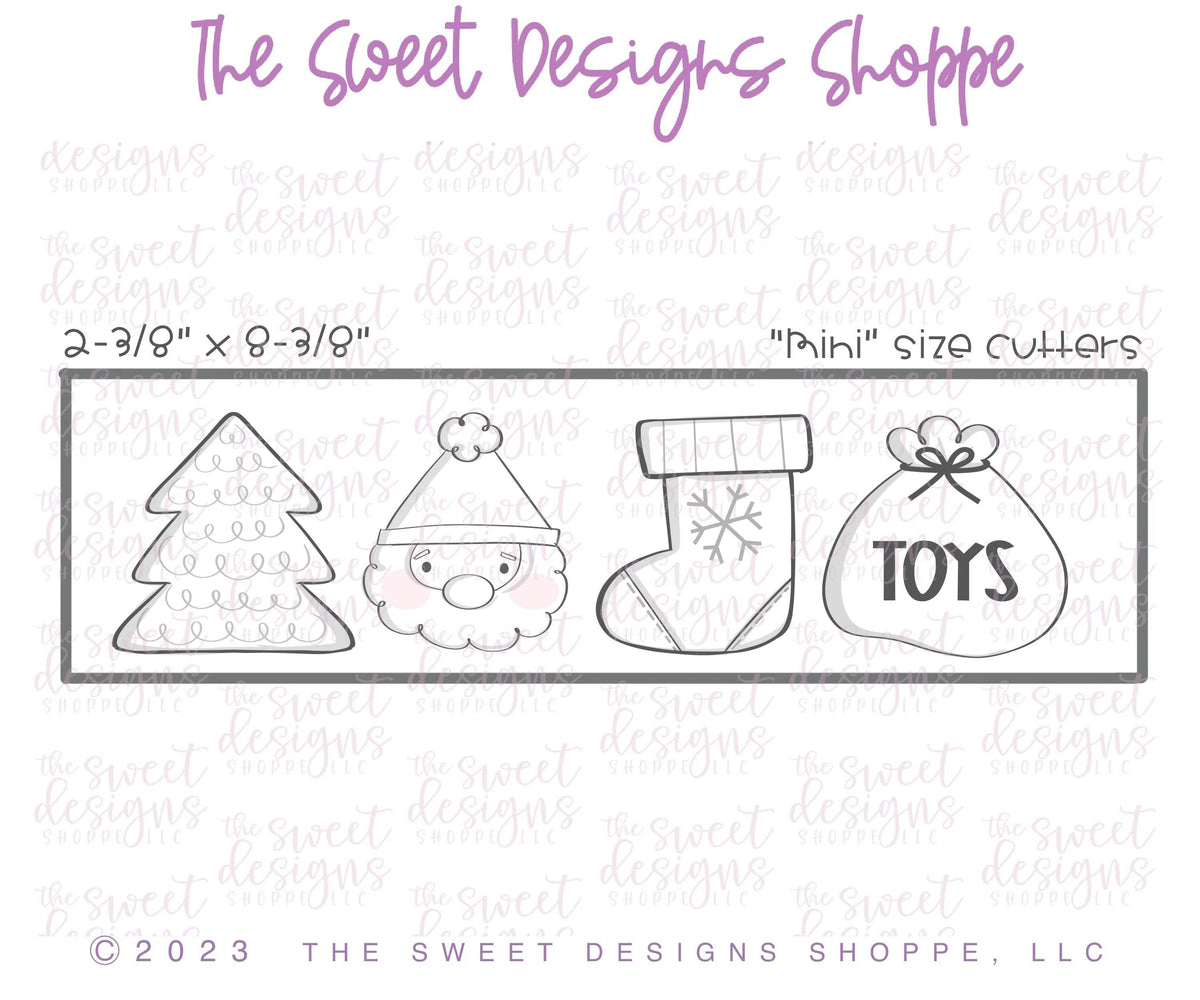 Cookie Cutters - Holly Jolly Mini Set - Set of 4 - Cookie Cutters - The Sweet Designs Shoppe - TSDS - - ALL,Christmas,Christmas / Winter,Cookie Cutter,Mini Sets,Promocode,regular sets,Santa,Santa Claus,Santa Face,set,Winter
