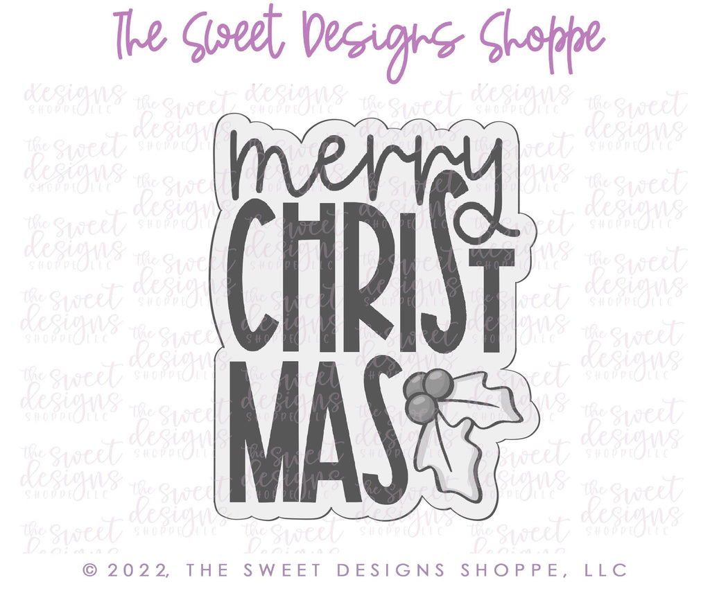 Cookie Cutters - Holly Merry Christmas Plaque - Cookie Cutter - The Sweet Designs Shoppe - TSDS - - ALL,Christmas,Christmas / Winter,Christmas Cookies,Cookie Cutter,handlettering,Plaque,Plaques,PLAQUES HANDLETTERING,Promocode