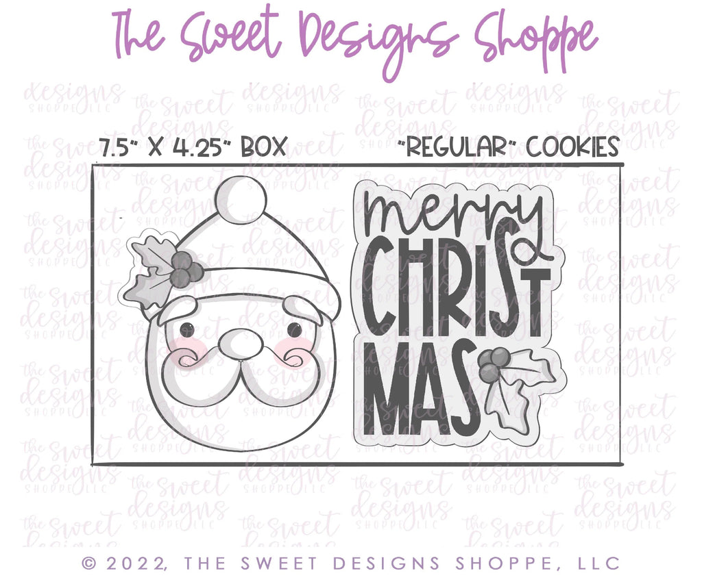 Cookie Cutters - Holly Merry Christmas Set - 3 Piece Set - Cookie Cutters - Sweet Designs Shoppe - - ALL, Christmas, Christmas / Winter, Christmas Cookies, Cookie Cutter, Mini Set, Mini Sets, Plaques, PLAQUES HANDLETTERING, Promocode, regular sets, SantaSet006, set, sets